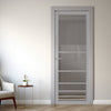 Chord Solid Wood Internal Door UK Made  DD0110C Clear Glass - Mist Grey Premium Primed - Urban Lite® Bespoke Sizes