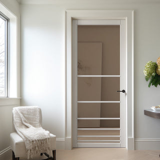 Image: Chord Solid Wood Internal Door UK Made  DD0110C Clear Glass - Cloud White Premium Primed - Urban Lite® Bespoke Sizes