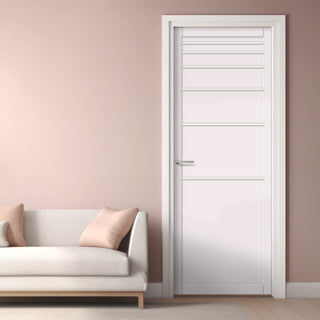 Image: Revella Panel Solid Wood Internal Door UK Made  DD0111P - Cloud White Premium Primed - Urban Lite® Bespoke Sizes