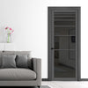 Revella Solid Wood Internal Door UK Made  DD0111T Tinted Glass - Stormy Grey Premium Primed - Urban Lite® Bespoke Sizes
