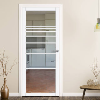Image: Amoo Solid Wood Internal Door UK Made  DD0112C Clear Glass - Cloud White Premium Primed - Urban Lite® Bespoke Sizes