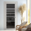 Amoo Solid Wood Internal Door UK Made  DD0112T Tinted Glass - Mist Grey Premium Primed - Urban Lite® Bespoke Sizes