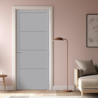 Image: Florence Panel Solid Wood Internal Door UK Made  DD0114P - Mist Grey Premium Primed - Urban Lite® Bespoke Sizes