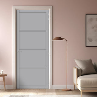 Image: Firena Panel Solid Wood Internal Door UK Made  DD0114P - Mist Grey Premium Primed - Urban Lite® Bespoke Sizes