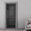 Iretta Solid Wood Internal Door UK Made  DD0115T Tinted Glass - Stormy Grey Premium Primed - Urban Lite® Bespoke Sizes