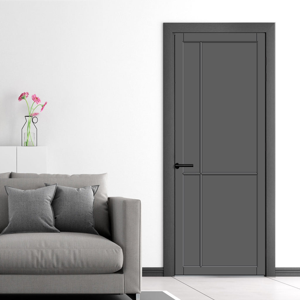 Lerens Panel Solid Wood Internal Door UK Made  DD0117P - Stormy Grey Premium Primed - Urban Lite® Bespoke Sizes