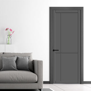 Image: Lerens Panel Solid Wood Internal Door UK Made  DD0117P - Stormy Grey Premium Primed - Urban Lite® Bespoke Sizes