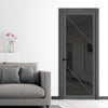 Aria Solid Wood Internal Door UK Made  DD0124T Tinted Glass - Stormy Grey Premium Primed - Urban Lite® Bespoke Sizes