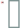 Eco-Urban Baltimore 1 Pane Solid Wood Internal Door Pair UK Made DD6301SG - Frosted Glass - Eco-Urban® Sage Sky Premium Primed