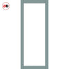 Baltimore 1 Pane Solid Wood Internal Door Pair UK Made DD6301G - Clear Glass - Eco-Urban® Sage Sky Premium Primed