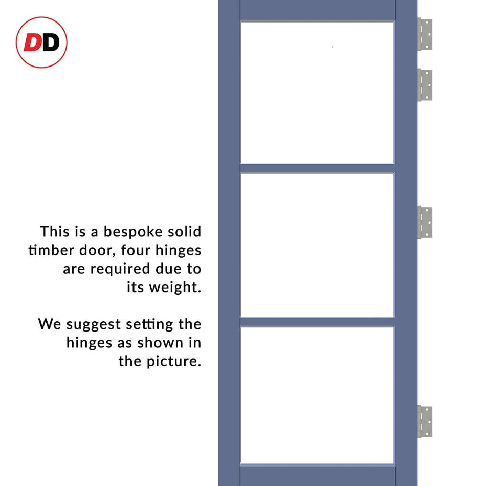 Manchester 3 Pane Solid Wood Internal Door UK Made DD6306SG - Frosted Glass - Eco-Urban® Heather Blue Premium Primed