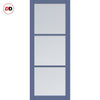 Manchester 3 Pane Solid Wood Internal Door UK Made DD6306 - Clear Reeded Glass - Eco-Urban® Heather Blue Premium Primed