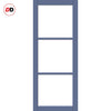 Manchester 3 Pane Solid Wood Internal Door Pair UK Made DD6306 - Tinted Glass - Eco-Urban® Heather Blue Premium Primed