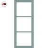 Manchester 3 Pane Solid Wood Internal Door Pair UK Made DD6306 - Tinted Glass - Eco-Urban® Sage Sky Premium Primed