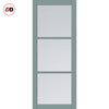 Manchester 3 Pane Solid Wood Internal Door Pair UK Made DD6306 - Clear Reeded Glass - Eco-Urban® Sage Sky Premium Primed