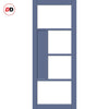 Eco-Urban Boston 4 Pane Solid Wood Internal Door Pair UK Made DD6311SG - Frosted Glass - Eco-Urban® Heather Blue Premium Primed