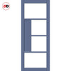 Boston 4 Pane Solid Wood Internal Door UK Made DD6311 - Tinted Glass - Eco-Urban® Heather Blue Premium Primed