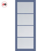 Brooklyn 4 Pane Solid Wood Internal Door UK Made DD6308 - Clear Reeded Glass - Eco-Urban® Heather Blue Premium Primed