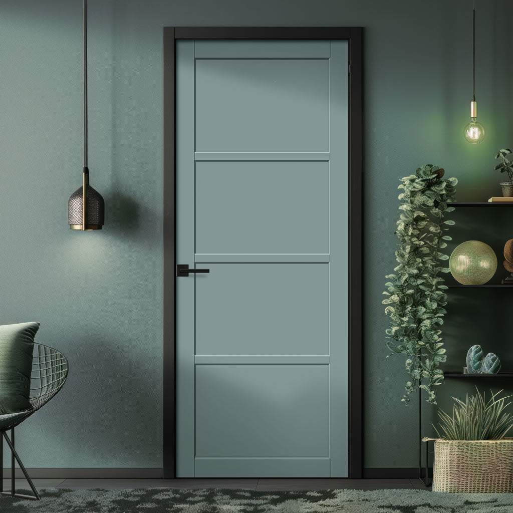 Brooklyn 4 Panel Solid Wood Internal Door UK Made DD6307 - Eco-Urban® Sage Sky Premium Primed