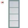 Brooklyn 4 Pane Solid Wood Internal Door UK Made DD6308 - Clear Reeded Glass - Eco-Urban® Sage Sky Premium Primed