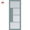 Boston 4 Pane Solid Wood Internal Door UK Made DD6311 - Clear Reeded Glass - Eco-Urban® Sage Sky Premium Primed