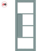 Boston 4 Pane Solid Wood Internal Door UK Made DD6311 - Tinted Glass - Eco-Urban® Sage Sky Premium Primed