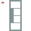 Boston 4 Pane Solid Wood Internal Door Pair UK Made DD6311G - Clear Glass - Eco-Urban® Sage Sky Premium Primed