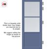 Berkley 2 Pane 1 Panel Solid Wood Internal Door UK Made DD6309 - Clear Reeded Glass - Eco-Urban® Heather Blue Premium Primed