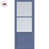 Berkley 2 Pane 1 Panel Solid Wood Internal Door Pair UK Made DD6309 - Clear Reeded Glass - Eco-Urban® Heather Blue Premium Primed