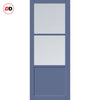 Berkley 2 Pane 1 Panel Solid Wood Internal Door UK Made DD6309 - Clear Reeded Glass - Eco-Urban® Heather Blue Premium Primed