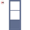 Berkley 2 Pane 1 Panel Solid Wood Internal Door UK Made DD6309SG - Frosted Glass - Eco-Urban® Heather Blue Premium Primed