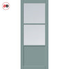 Berkley 2 Pane 1 Panel Solid Wood Internal Door Pair UK Made DD6309 - Clear Reeded Glass - Eco-Urban® Sage Sky Premium Primed