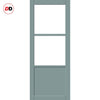 Eco-Urban Berkley 2 Pane 1 Panel Solid Wood Internal Door Pair UK Made DD6309SG - Frosted Glass - Eco-Urban® Sage Sky Premium Primed