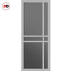 SpaceEasi Top Mounted Black Folding Track & Double Door - Handcrafted Eco-Urban Glasgow 6 Pane Solid Wood Door DD6314 - Tinted Glass - Premium Primed Colour Options