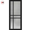 Glasgow 6 Pane Solid Wood Internal Door UK Made DD6314 - Clear Reeded Glass - Eco-Urban® Shadow Black Premium Primed