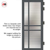 Glasgow 6 Pane Solid Wood Internal Door Pair UK Made DD6314 - Clear Reeded Glass - Eco-Urban® Stormy Grey Premium Primed