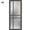 Glasgow 6 Pane Solid Wood Internal Door UK Made DD6314 - Clear Reeded Glass - Eco-Urban® Stormy Grey Premium Primed