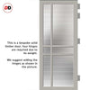Glasgow 6 Pane Solid Wood Internal Door Pair UK Made DD6314 - Clear Reeded Glass - Eco-Urban® Mist Grey Premium Primed