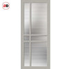 Glasgow 6 Pane Solid Wood Internal Door Pair UK Made DD6314 - Clear Reeded Glass - Eco-Urban® Mist Grey Premium Primed