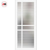 Glasgow 6 Pane Solid Wood Internal Door Pair UK Made DD6314 - Clear Reeded Glass - Eco-Urban® Cloud White Premium Primed