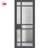 Leith 9 Pane Solid Wood Internal Door UK Made DD6316 - Clear Reeded Glass - Eco-Urban® Stormy Grey Premium Primed
