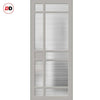 Leith 9 Pane Solid Wood Internal Door Pair UK Made DD6316 - Clear Reeded Glass - Eco-Urban® Mist Grey Premium Primed
