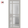 Leith 9 Pane Solid Wood Internal Door UK Made DD6316 - Clear Reeded Glass - Eco-Urban® Mist Grey Premium Primed