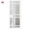 Leith 9 Pane Solid Wood Internal Door Pair UK Made DD6316 - Clear Reeded Glass - Eco-Urban® Cloud White Premium Primed