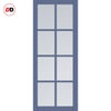 Perth 8 Pane Solid Wood Internal Door Pair UK Made DD6318 - Clear Reeded Glass - Eco-Urban® Heather Blue Premium Primed