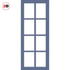 Perth 8 Pane Solid Wood Internal Door Pair UK Made DD6318 - Tinted Glass - Eco-Urban® Heather Blue Premium Primed