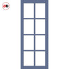 Perth 8 Pane Solid Wood Internal Door UK Made DD6318 - Tinted Glass - Eco-Urban® Heather Blue Premium Primed