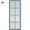 Perth 8 Pane Solid Wood Internal Door Pair UK Made DD6318 - Clear Reeded Glass - Eco-Urban® Sage Sky Premium Primed