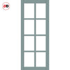 Perth 8 Pane Solid Wood Internal Door UK Made DD6318 - Tinted Glass - Eco-Urban® Sage Sky Premium Primed