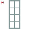 Perth 8 Pane Solid Wood Internal Door UK Made DD6318SG - Frosted Glass - Eco-Urban® Sage Sky Premium Primed